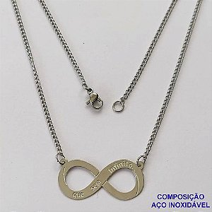 GARGANTILHA EM AÇO INOXIDÁVEL(CX83) - GARGANTILHA COM PINGENTE INFINITO 12MM - TAMANHO: 45CM - COMPOSIÇÃO: AÇO INOXIDÁVEL - AÇO1378