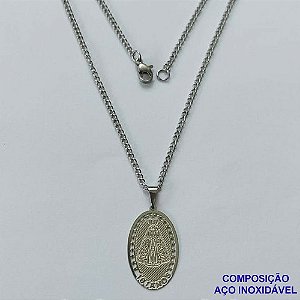 GARGANTILHA EM AÇO INOXIDÁVEL(CX85) - GARGANTILHA COM PINGENTE NOSSA SENHORA APARECIDA 15MM - TAMANHO: 45CM - COMPOSIÇÃO: AÇO INOXIDÁVEL - AÇO1392