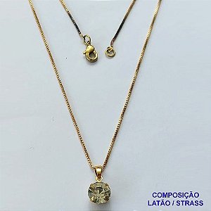 GARGANTILHA NO BRUTO PRONTO PARA BANHO COM CORRENTE VENEZIANA - TAMANHO 45CM COM FECHO LAGOSTA -PINGENTE STRASS CRISTAL 7MM - BRU13535