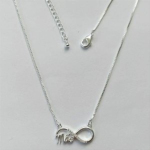 GARGANTILHA CORRENTE VENEZIANA FOLHEADO A PRATA COM 50 MILÉSIMOS + VERNIZ DIAMOND - GARGANTILHA INFINITO MÃE COM MICRO ZIRCÔNIAS 20MM - PRA024