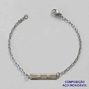 PULSEIRA EM AÇO INOXIDÁVEL( CX85) (AÇO12) - PULSEIRA INFANTIL CHAPINHA DESENHADA 23MM TAMANHO 15CM - LARGURA 1,0MM - FECHO LAGOSTA - COMPOSIÇÃO: AÇO INOXIDÁVEL - AÇO1411