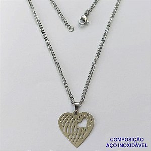 GARGANTILHA EM AÇO INOXIDÁVEL(CX85) - GARGANTILHA COM PINGENTE CORAÇÃO 19MM - TAMANHO: 45CM - COMPOSIÇÃO: AÇO INOXIDÁVEL - AÇO1420