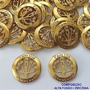 PINGENTE NO BRUTO PRONTO PARA O BANHO(CX86) - PINGENTE ÁRVORE DA VIDA COM FRASE FAMÍLIA ABENÇOADA CRAVEJADA EM MICROS ZIRCÔNIAS 26MM - COMPOSIÇÃO ALTA FUSÃO / ZIRCÔNIA - PESO  4,2GR - BRU13547