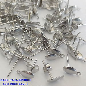 ACESSORIO NO AÇO INOXIDAVEL - BASE PARA BRINCOS JA COM TARRAXA -  GOTA TAMANHO 8MM - AÇO1431