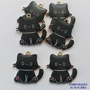 ACESSÓRIO NO BRUTO PRONTO PARA O BANHO - (CX.129)  PINGENTE GATINHO PRETO PERSONAGEM DESENHO 22X23MM - COMPOSIÇÃO: ALTA FUSÃO - PESO TOTAL 1,7GR - BRU0002830