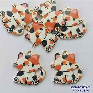 ACESSÓRIO NO BRUTO PRONTO PARA O BANHO -  (CX.129) PINGENTE GATINHO MARROM PERSONAGEM DESENHO 22X23MM - COMPOSIÇÃO: ALTA FUSÃO - PESO TOTAL 1,7GR - BRU0002831