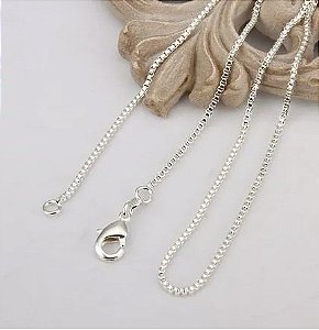 CORRENTE VENEZIANA FOLHEADA A PRATA COM 50 MILÉSIMOS + VERNIZ DIAMOND - CORRENTE 45CM FECHO LAGOSTA PRA027