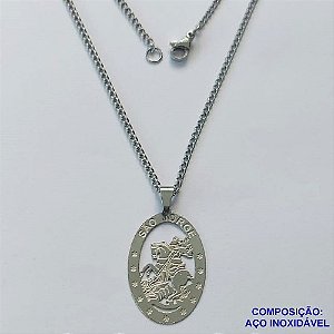 GARGANTILHA EM AÇO INOXIDÁVEL  (CX89)- GARGANTILHA COM PINGENTE SÃO BENTO 17MM - TAMANHO: 45CM - COMPOSIÇÃO: AÇO INOXIDÁVEL - AÇO1452