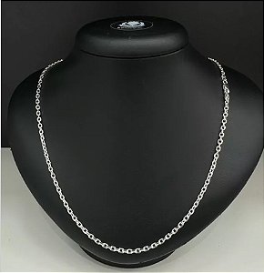 CORRENTE CADEADO FOLHEADO A PRATA COM 50 MILÉSIMOS + VERNIZ DIAMOND - CORRENTE 45CM FECHO LAGOSTA PRA028