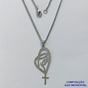 GARGANTILHA EM AÇO INOXIDÁVEL(CX89) - GARGANTILHA COM PINGENTE NOSSA SENHORA APARECIDA  16MM - TAMANHO: 45CM - COMPOSIÇÃO: AÇO INOXIDÁVEL - AÇO1457