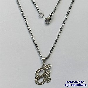 GARGANTILHA EM AÇO INOXIDÁVEL (CX89) - GARGANTILHA COM PINGENTE FÉ 12MM - TAMANHO: 45CM - COMPOSIÇÃO: AÇO INOXIDÁVEL - AÇO1458