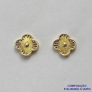 BRINCO FOLHEADO A OURO (BRJ3532) - BANHADO COM 5 MILÉSIMOS + VERNIZ DIAMOND - BRINCO DE PINO VAN CLEEF 9MM - OURO220