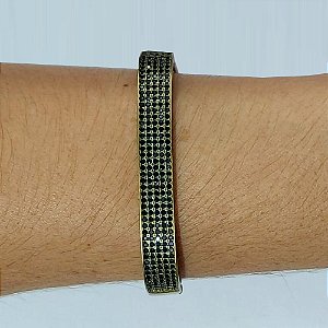 PULSEIRA (BRACELETE) NO BRUTO PRONTO PARA O BANHO(CX88) - BRACELETE CRAVEJADO EM MICROS ZIRCÔNIAS NEGRAS - TAMANHO: 9X62MM - PESO: 19,8GR - COMPOSIÇÃO: LATÃO / ZIRCÔNIA - BRU13562