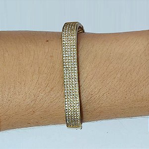 PULSEIRA (BRACELETE) NO BRUTO PRONTO PARA O BANHO(CX88) - BRACELETE CRAVEJADO EM MICROS ZIRCÔNIAS CRISTAIS - TAMANHO: 9X62MM - PESO: 19,8GR - COMPOSIÇÃO: LATÃO / ZIRCÔNIA - BRU13565