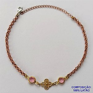 PULSEIRA NO BRUTO PRONTO PARA O BANHO(CX90) - PULSEIRA COM STRASS E PINGENTE TIPO VAN CLEEF - TAMANHO 18CM - PESO 1,6GR - FECHO LAGOSTA - BRU13577