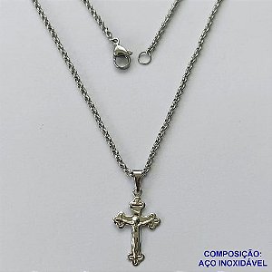 GARGANTILHA EM AÇO INOXIDÁVEL(CX89) - (ACO1357) - GARGANTILHA (1357) PINGENTE CRUCIFIXO 13X21MM(E0166)- TAMANHO 50CM - FECHO LAGOSTA - COMPOSIÇÃO: AÇO INOXIDÁVEL - AÇO1472