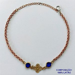 PULSEIRA NO BRUTO PRONTO PARA O BANHO(CX90) - PULSEIRA VAN CLEFF  E PEDRAS CRISTAIS AZUIS- TAMANHO 18CM - PESO 3,2GR - FECHO LAGOSTA - BRU13582
