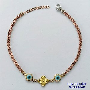 PULSEIRA NO BRUTO PRONTO PARA O BANHO (CX90) - PULSEIRA VAN CLEFF  E OLHOS GREGOS- TAMANHO 18CM - PESO 3,1GR - FECHO LAGOSTA - BRU13583