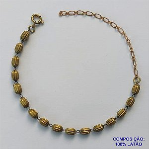 PULSEIRA NO BRUTO PRONTO PARA BANHO (CX94)- CORRENTE DE BOLINHAS DE 4MM EM LATÃO - TAMANHO 18CM+EXTENSOR - PESO TOTAL  3,7GR - BRU13599