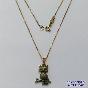 GARGANTILHA NO BRUTO PRONTO PARA BANHO(CX92) - CORRENTE VENEZIANA 45+EXTENSOR COM PINGENTE EM ALTA FUSÃO CORUJA - PESO: 3,5GR - BRU13601