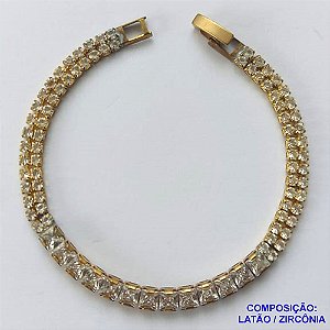 PULSEIRA NO BRUTO PRONTO PARA O BANHO(CX91) - PULSEIRA EM ZIRCÔNIAS CRISTAIS - TAMANHO 17CM - PESO TOTAL 6GR - COMPOSIÇÃO: LATÃO / ZIRCÔNIA - BRU13612
