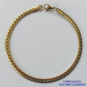 PULSEIRA EM AÇO INOXIDÁVEL DOURADA - (LB026317) PULSEIRA 4MM - TAMANHO: 22CM - COMPOSIÇÃO: AÇO INOXIDÁVEL - AÇO1513
