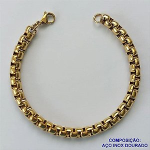 PULSEIRA EM AÇO INOXIDÁVEL DOURADA - (LB026433) -  PULSEIRA LARGURA 6MM TAMANHO: 20CM - COMPOSIÇÃO: AÇO INOXIDÁVEL - AÇO1522