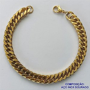 PULSEIRA EM AÇO INOXIDÁVEL DOURADA - (LB069101) -  PULSEIRA LARGURA 7MM TAMANHO: 19CM - COMPOSIÇÃO: AÇO INOXIDÁVEL - AÇO1523