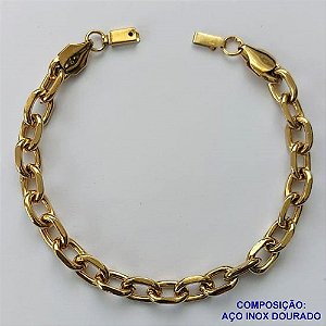 PULSEIRA EM AÇO INOXIDÁVEL DOURADA - (LB086054) -  PULSEIRA LARGURA 6MM TAMANHO: 19CM - COMPOSIÇÃO: AÇO INOXIDÁVEL - FECHO GAVETA AÇO1524