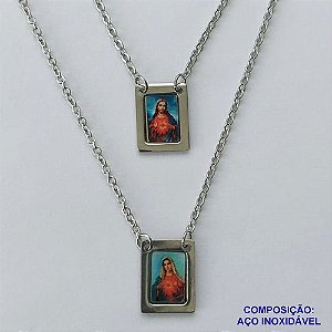 ESCAPULÁRIO EM AÇO INOXIDÁVEL(CX93) - ESCAPULÁRIO CORAÇÃO DE MARIA  - TAMANHO: 60CM - COMPOSIÇÃO: AÇO INOXIDÁVEL - AÇO1532