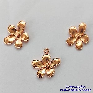 CONJUNTO NO BRUTO PRONTO PARA O BANHO (CRIS) -CONJUNTO FLOR 6MM (SEM CORRENTE)  COM BRINCO DE PINO FLOR 6MM COMPOSIÇÃO ZAMAC (COM BANHO DE COBRE )  - PESO TOTAL 4.3GR -  BRU13628