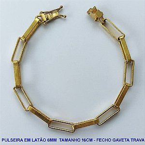 PULSEIRA NO BRUTO PRONTO PARA O BANHO - PULSEIRA EM LATÃO - (COL991) TAMANHO 16CM - LARGURA 6MM - FECHO GAVETA TRAVA DUPLA - PESO 11,3GR - COMPOSIÇÃO: 100% LATÃO - BRU13631