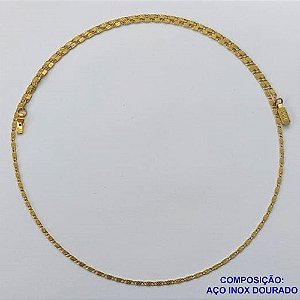 CORRENTE EM AÇO INOXIDÁVEL DOURADO(LB086414) - CORRENTE  50CM LARGURA 1MM FECHO GAVETA COMPOSIÇÃO: AÇO INOXIDÁVEL - AÇO1565