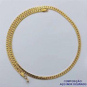 CORRENTE EM AÇO INOXIDÁVEL DOURADO - (LB026268) - CORRENTE  50CM LARGURA 4MM FECHO LAGOSTA COMPOSIÇÃO: AÇO INOXIDÁVEL - AÇO1566