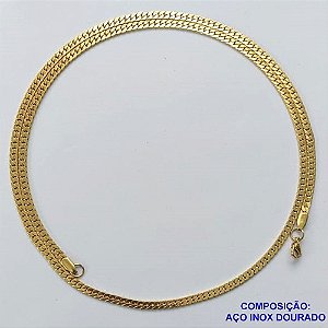 CORRENTE EM AÇO INOXIDÁVEL DOURADO - (LB026247) - CORRENTE 60CM LARGURA 1MM FECHO LAGOSTA COMPOSIÇÃO: AÇO INOXIDÁVEL - AÇO1569