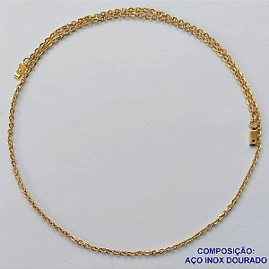 CORRENTE EM AÇO INOXIDÁVEL DOURADO - (LB0086414) - CORRENTE CADEADO 50CM LARGURA 0,5MM FECHO GAVETA COMPOSIÇÃO: AÇO INOXIDÁVEL - AÇO1572