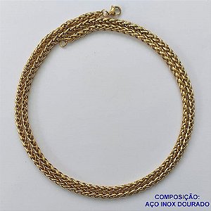 CORRENTE EM AÇO INOXIDÁVEL DOURADO - (LB026562) - CORRENTE 60CM LARGURA 2,5MM FECHO LAGOSTA COMPOSIÇÃO: AÇO INOXIDÁVEL - AÇO1575