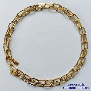 CORRENTE EM AÇO INOXIDÁVEL DOURADO - (LB086366) - CORRENTE 60CM LARGURA 4,5MM FECHO GAVETA COMPOSIÇÃO: AÇO INOXIDÁVEL - AÇO1576