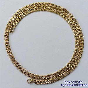 CORRENTE EM AÇO INOXIDÁVEL DOURADO - (LB026515) - CORRENTE 50CM LARGURA 5MM FECHO LAGOSTA COMPOSIÇÃO: AÇO INOXIDÁVEL - AÇO1577