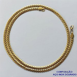 CORRENTE EM AÇO INOXIDÁVEL DOURADO - (LB026299) - CORRENTE 50CM LARGURA 4MM FECHO GAVETA COMPOSIÇÃO: AÇO INOXIDÁVEL - AÇO1578