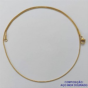 CORRENTE EM AÇO INOXIDÁVEL DOURADO - (LB022168) - CORRENTE RABO DE RATO 40CM LARGURA 0,2MM FECHO LAGOSTA COMPOSIÇÃO: AÇO INOXIDÁVEL - AÇO1580