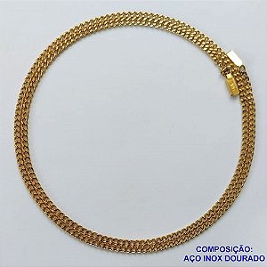 CORRENTE EM AÇO INOXIDÁVEL DOURADO - (LB086095) - CORRENTE 60CM LARGURA 2MM FECHO GAVETA COMPOSIÇÃO: AÇO INOXIDÁVEL - AÇO1583