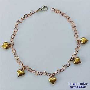 PULSEIRA PRONTO PARA O BANHO(CX96) - PULSEIRA COM CORAÇÕES TAMANHO 18CM - PESO TOTAL 2,7GR - BRU13645
