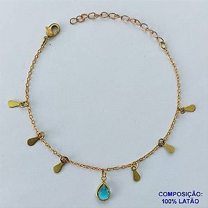 PULSEIRA PRONTO PARA O BANHO(CX96) - PULSEIRA COM PEDRA CRISTAL AZUL + EXTENSOR TAMANHO 16CM - PESO TOTAL 1,7GR - BRU13659