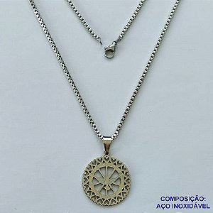 GARGANTILHA EM AÇO INOXIDÁVEL(CX96) -  GARGANTILHA 50CM (ACO1035) PINGENTE ESPÍRITO SANTO 20MM  FECHO LAGOSTA COMPOSIÇÃO: AÇO INOXIDÁVEL - AÇO1590