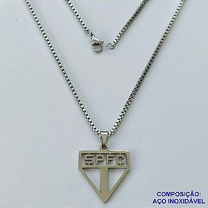 GARGANTILHA EM AÇO INOXIDÁVEL(CX96) -  GARGANTILHA 50CM  (ACO1035) PINGENTE SÃO PAULO 23MM  FECHO LAGOSTA COMPOSIÇÃO: AÇO INOXIDÁVEL - AÇO1591