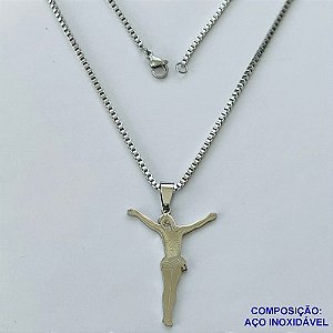 GARGANTILHA EM AÇO INOXIDÁVEL(CX96) -  GARGANTILHA 50CM  (ACO1035) PINGENTE JESUS  27X37MM  FECHO LAGOSTA COMPOSIÇÃO: AÇO INOXIDÁVEL - AÇO1592