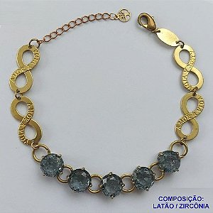 PULSEIRA NO BRUTO PRONTO PARA O BANHO(CX95) QUE SEJA INFINITO 22X10MM - AMOR ETERNO COM CINCO ZIRCÔNIAS LILÁS E BASE EM ''ALTA FUSÃO'' DE 10X10MM - PESO 11GR - TAMANHO 19CM - BRU13691