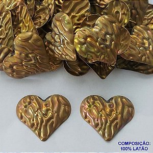 BRINCO NO BRUTO PRONTO PARA O BANHO(CX103) - BRINCO DE PINO CORAÇÃO MARTELADO DE TAMANHO 28MM - COMPOSIÇÃO 100% LATÃO -  PESO TOTAL 3,8GR - BRU13706