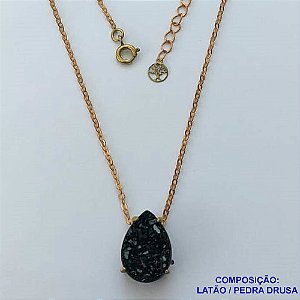 GARGANTILHA NO BRUTO PRONTO PARA O BANHO - CORRENTE IMPORTADA 45CM+EXTENSOR COM BASE EM ALTA FUSÃO E PEDRA DRUSA SINTETICA 13X18MM - PESO TOTAL 3.9GR - BRU13707